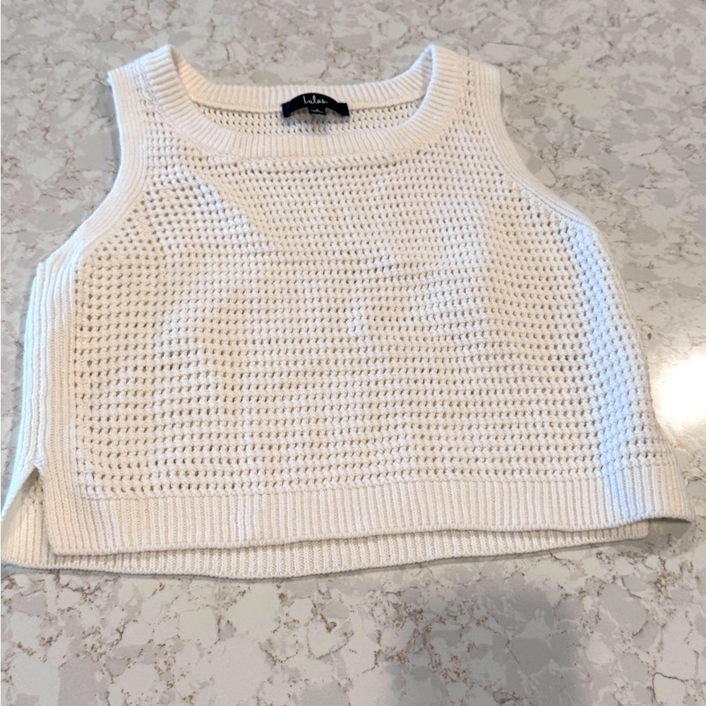 Lulu's Cream Knit Tank Top, Small